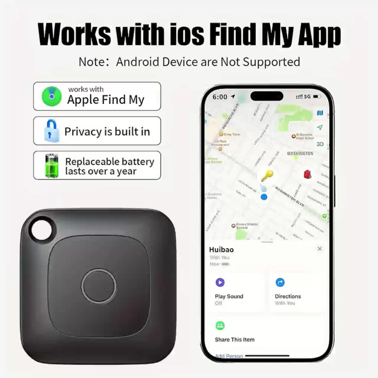 Real-Time GPS Tracker Global Coverage Anti-Loss Location Finder for Cats Dogs Keys Wallets Luggage Bags Android & Universal Version 1-Pack or 4-Pack Compact Lightweight Black | Nova Mart