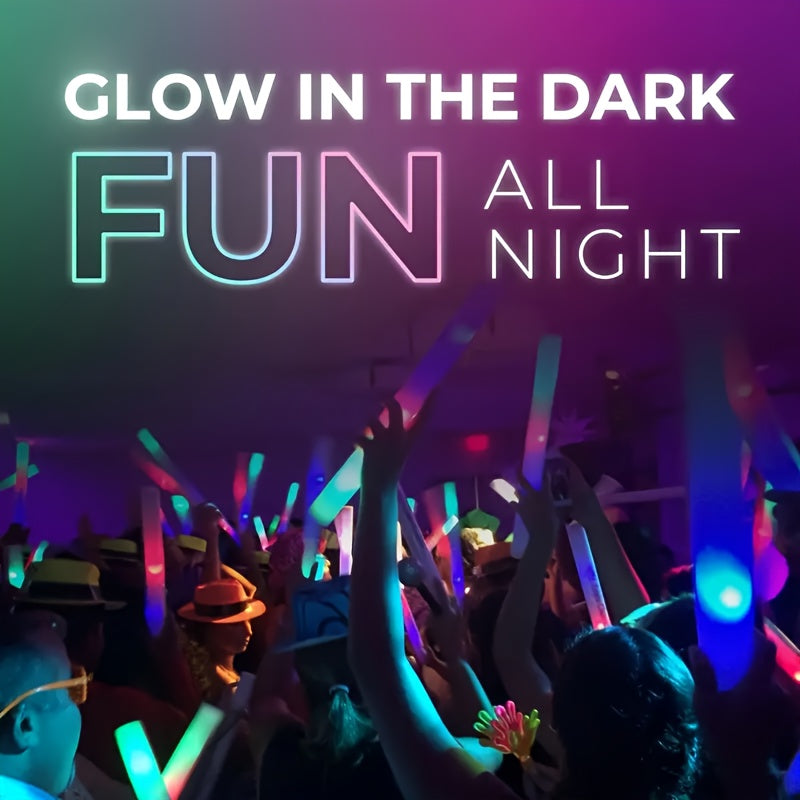 LED Foam Light Sticks Bulk Pack 28 48 or 100 Pieces – 3-Mode Color Changing Flashing Glow Sticks for Glow Parties Weddings Concerts Birthdays Halloween Christmas Camping Cheering Events – Safe for Kids Adults