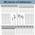 Stainless Steel Flatware Set 60/90 Piece – Silverware for 12-18 People with Gift Box, Steak Knives Salad Forks Dessert Spoons, Dishwasher Safe, for Home Wedding Camping Party Halloween