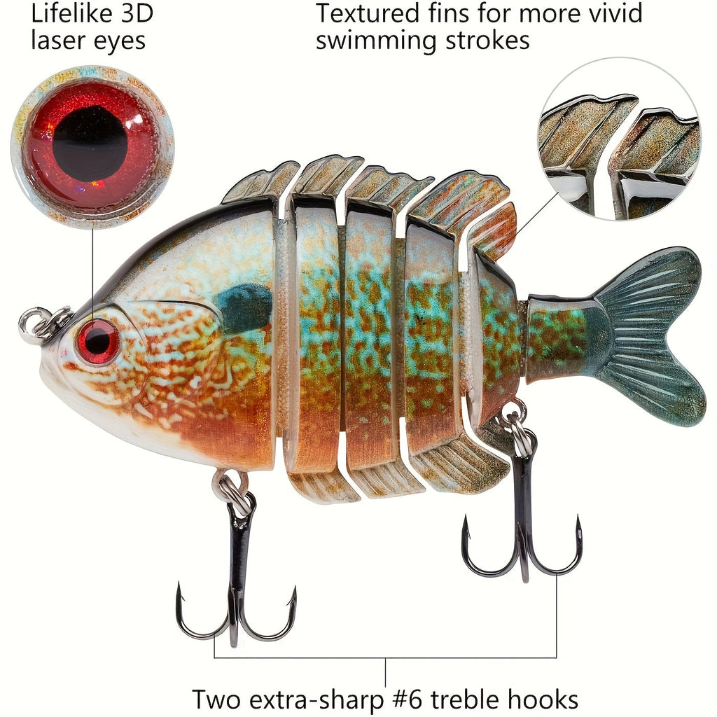 Multi-Joint Swimbait Fishing Lures 4-Pack – Realistic Hard Topwater Perch Bait 3.5" / 0.85oz with Treble Hooks, Lifelike Bluegill & Panfish Lures for Freshwater & Saltwater Bass Fishing
