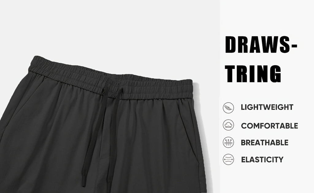 Men's Cargo Pants 2-Pack Multi-Pocket Elastic Waist Drawstring Hiking Trousers Breathable Loose Straight Fit All Season Black Khaki Dark Grey Sizes S-XXL