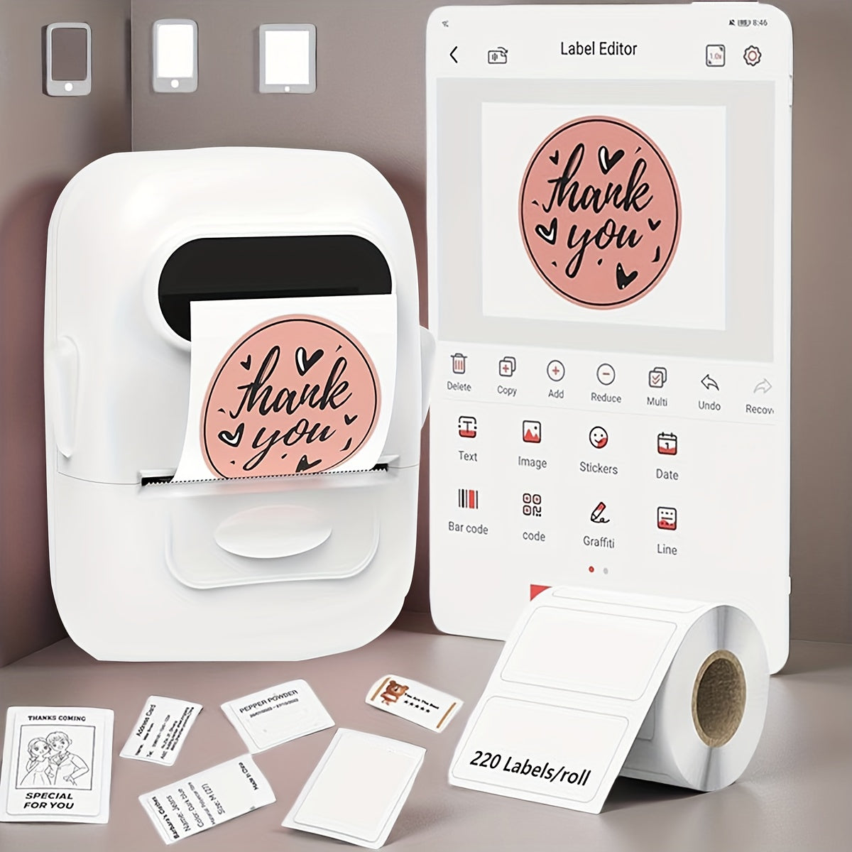 Marklife 2-Inch Portable Wireless Thermal Label Printer – Bluetooth Inkless Sticker Maker for iPhone & Android, Small Business Shipping Labels, Kitchen, Office & Home Organization, Includes 1 Roll White Labels
