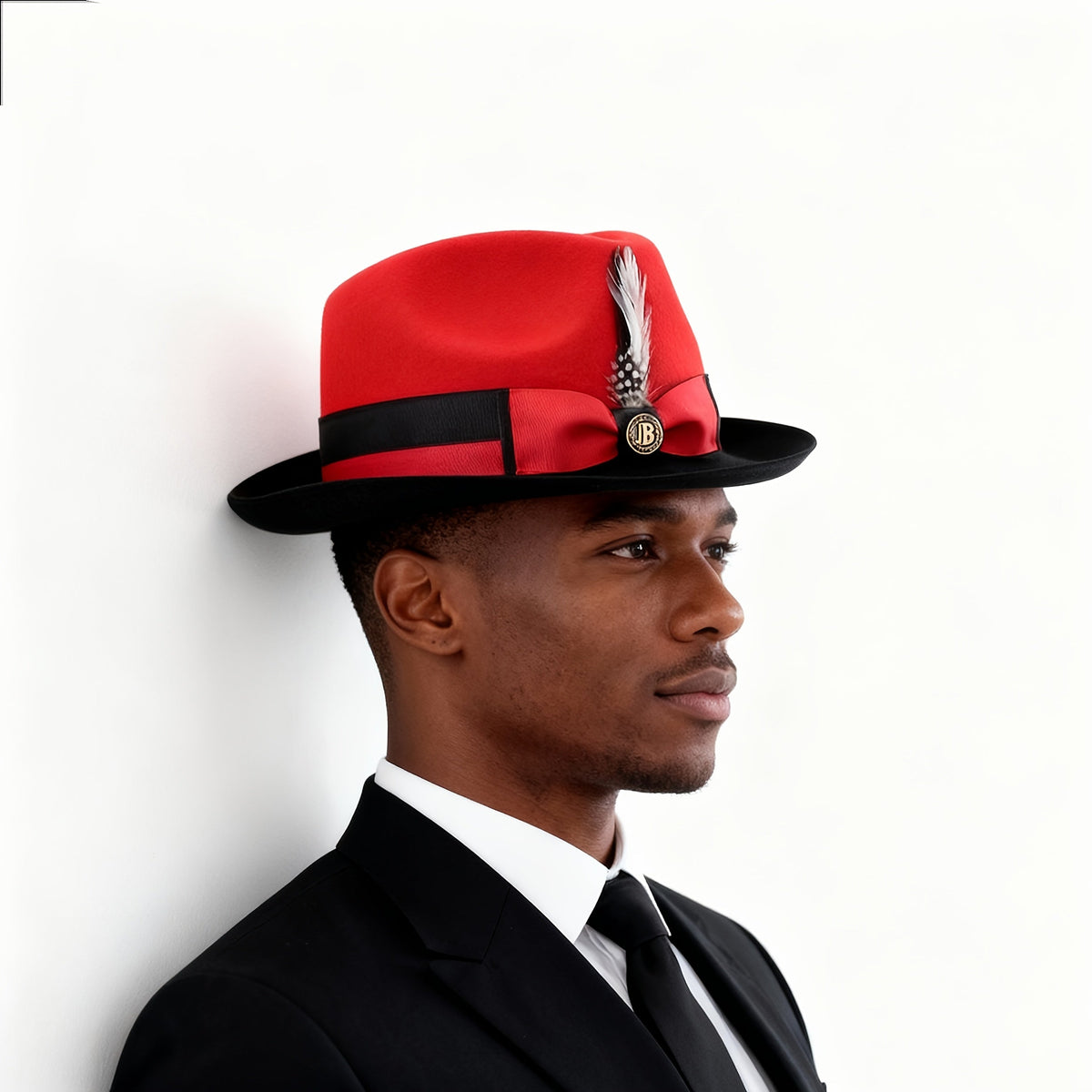 Men's Vintage British Gentleman Top Hat Cashmere Wool Blend – Adjustable 57-60cm Classic Fall Winter Dress Hat in Black White Red Yellow for Formal Costume Party Holiday Gift