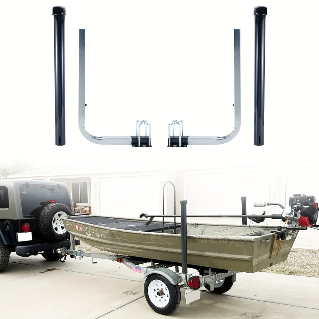 L-Shaped Adjustable Boat Trailer Guide Poles 31–60" – Galvanized Stainless Steel with Black PVC Sleeves, Corrosion-Resistant Trailer Guide Ons for Ski Boat Fishing Boat Sailboat, Black or White