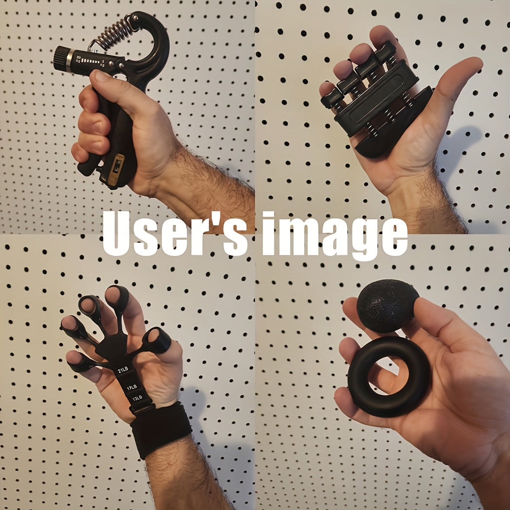 4-Piece Grip Strength Training Set Adjustable Hand Grip Strengthener 10-130 lbs Finger Exerciser Forearm Workout Ring Exercise Ball for Athletes Climbers Musicians Men Women