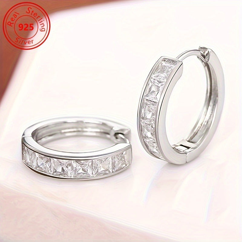 S925 Sterling Silver Zirconia Stud Earrings 2 Pairs Set for Women – Hypoallergenic Ultra Lightweight 3.2g Boho Minimalist CZ Shining Earrings Daily Wear Date Party Valentine's Day Gift