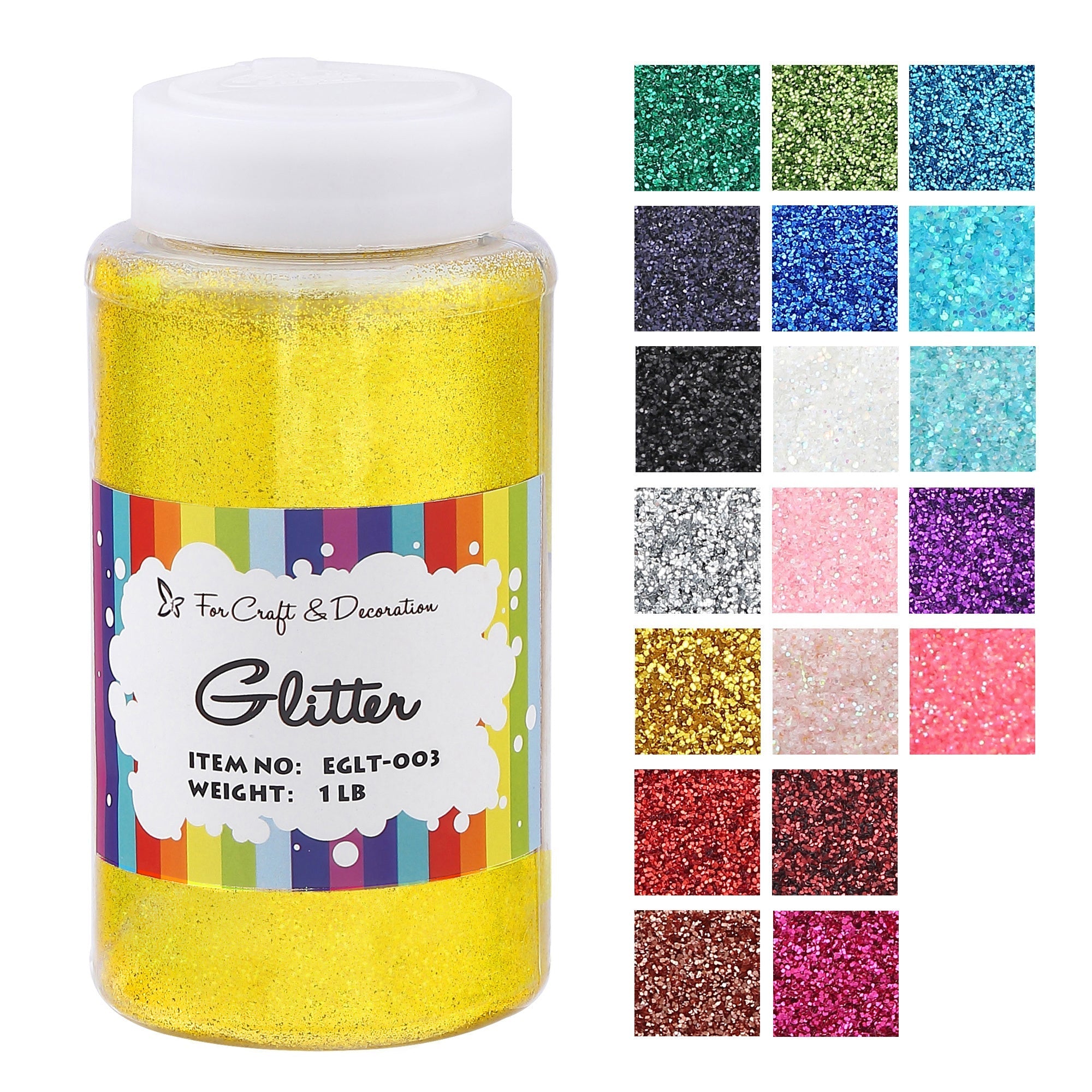 1lb Craft Glitter Powder 19 Colors – Fine Ultra Fine Chunky Glitter with Shaker Top for Tumblers Resin Scrapbooking DIY Crafts, Bulk Glitter for Kids Adults Artists