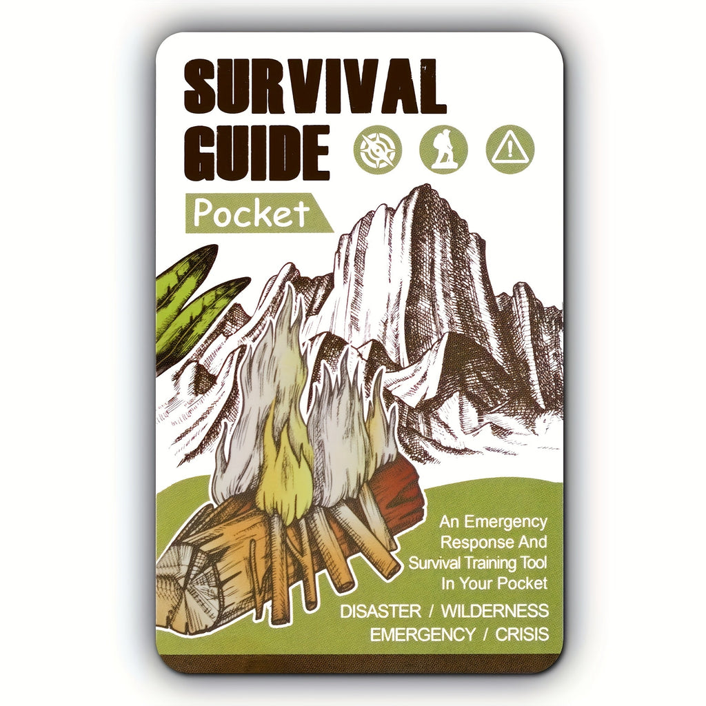 Pocket Survival Guide EDC Kit Credit Card Size 67 Survival Skills 175 Expert Tips Waterproof Cover for Field Emergency First Aid Disaster Preparedness Camping Hiking – Includes Magnifying Tool