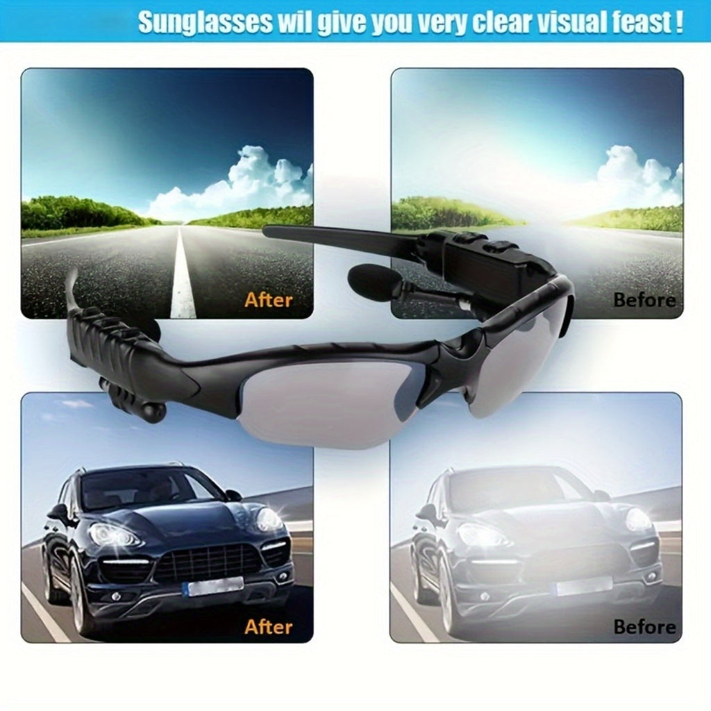 Smart Glasses with Built-In Bluetooth Wireless Earbuds – Stereo Sound, Hands-Free Calls, Glare-Resistant Lenses, Stylish Audio Sunglasses for Music, Driving, Sports & Outdoor Activities, Gift for Couples