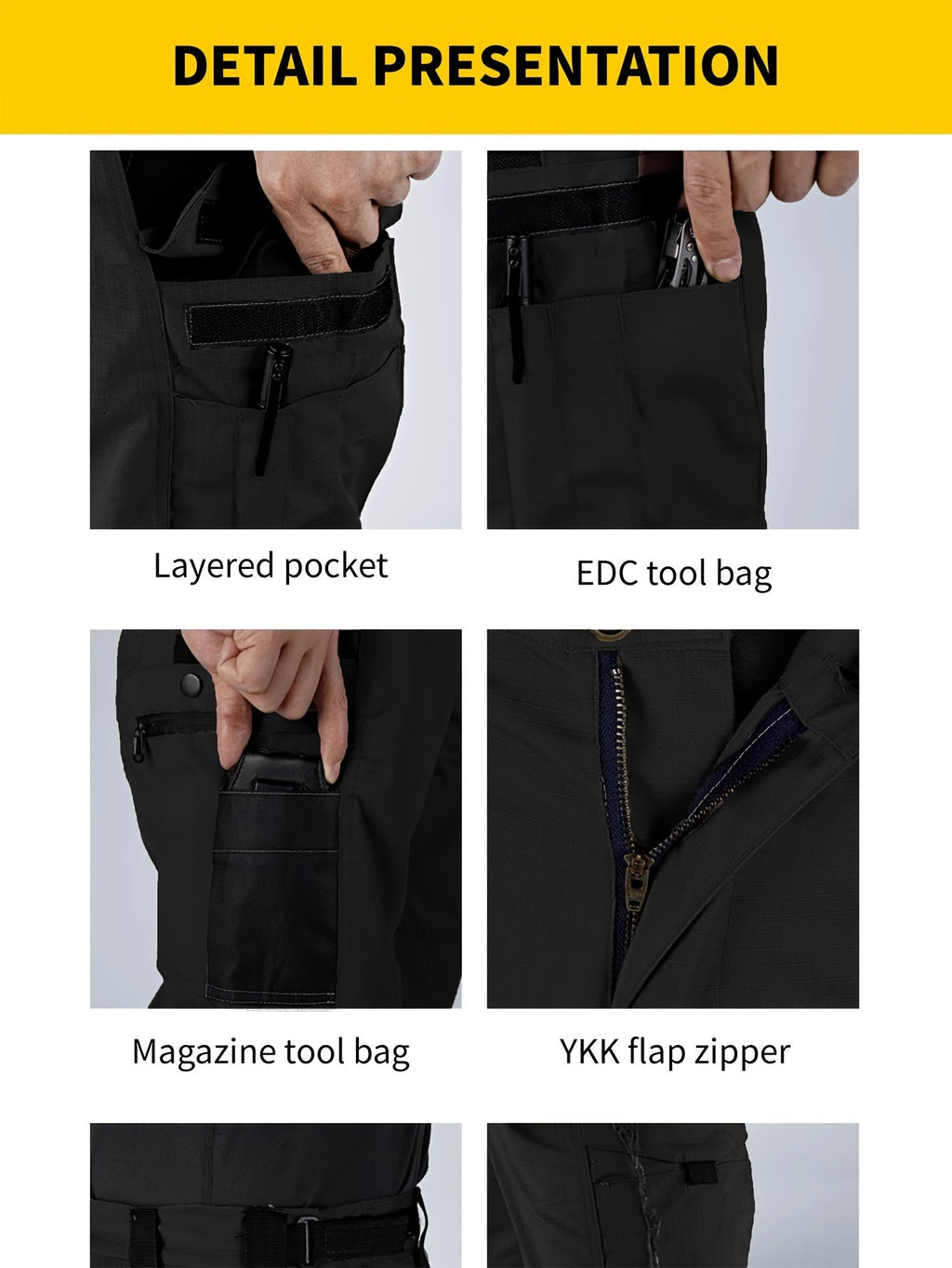 Men's Tactical Cargo Pants Quick-Dry Lightweight Multi-Pocket Hiking Outdoor Work Pants S-XXXL Black Grey Green Brown Regular Fit Utility Trousers