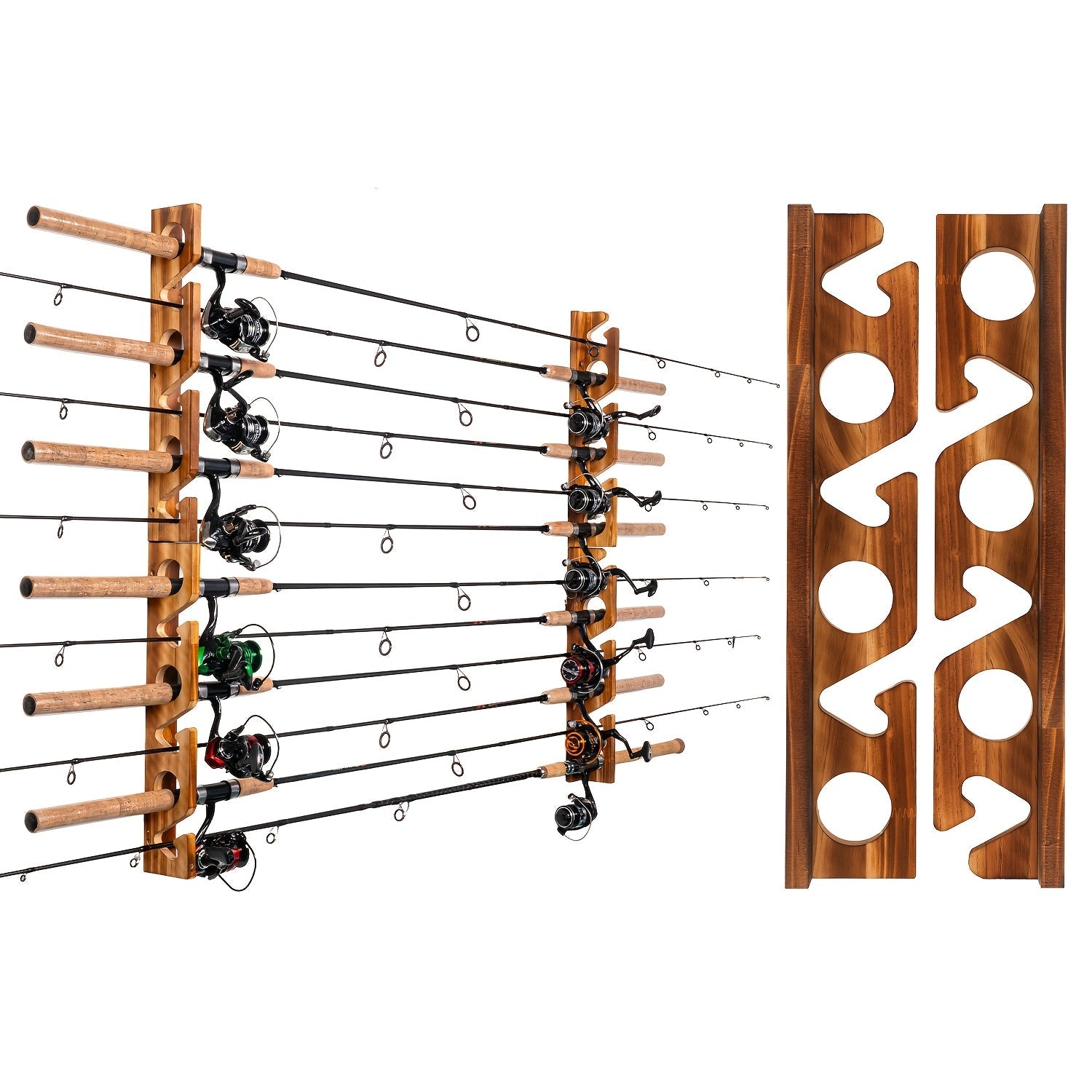 Fishing Rod Rack Wall & Ceiling Mounted – Holds Up to 12 Rods, Modular Garage Storage Organizer for Fishing Poles, Easy Install, Great Fishing Gift for Men & Women