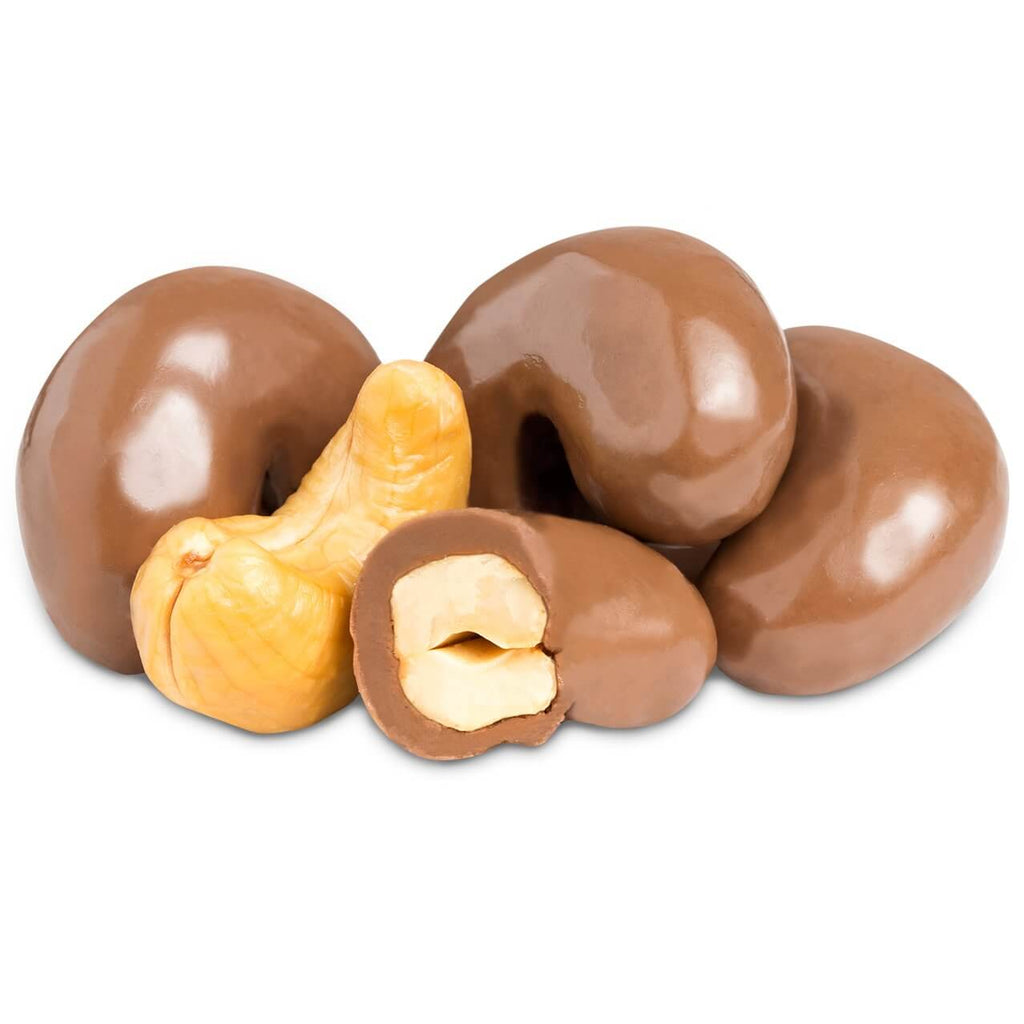 Milk Chocolate Cashews – Premium Creamy Milk Chocolate Coated Cashew Nuts Bulk Gourmet Snack for Gifting Parties & Everyday Indulgence, 8 oz & 1 lb