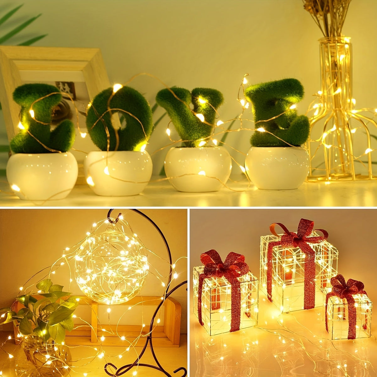 LED Fairy Lights Battery Operated 30 or 100 Pack 6.5ft 20 LED Silver Wire – Firefly String Lights for Wedding Christmas Halloween Bedroom Party & DIY Crafts