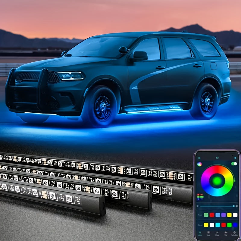 Car LED Underglow Atmosphere Light Kit App Wireless Control - Multiple Scene Modes 2 Strips 23.62 x 35.43 Inch Interior Exterior Decorative RGB Lighting for Cars Trucks SUVs