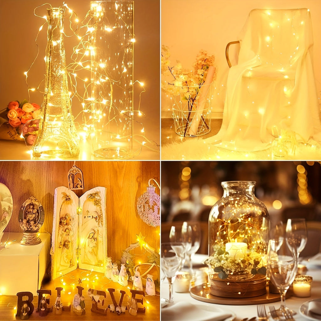 LED Fairy Lights Battery Operated 30 or 100 Pack 6.5ft 20 LED Silver Wire – Firefly String Lights for Wedding Christmas Halloween Bedroom Party & DIY Crafts