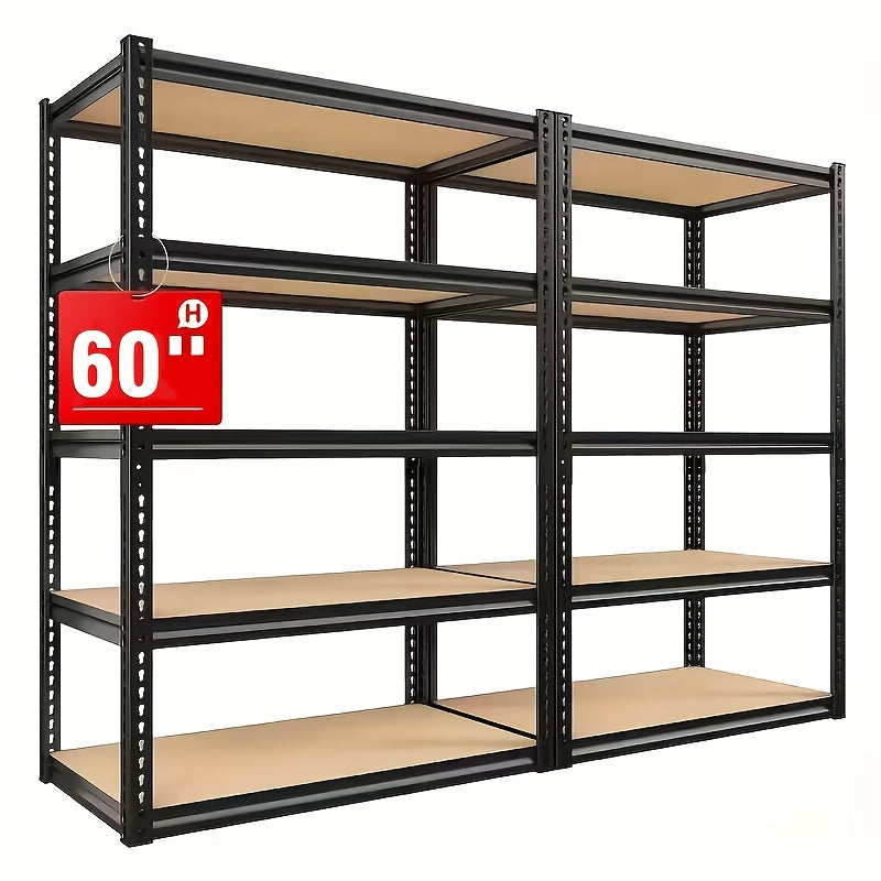 Heavy Duty 5 Tier Metal Shelving Unit 2000 LBS 60 Inch Adjustable Steel Storage Rack – Freestanding Garage Shelves for Basement, Pantry, Closet & Utility Room