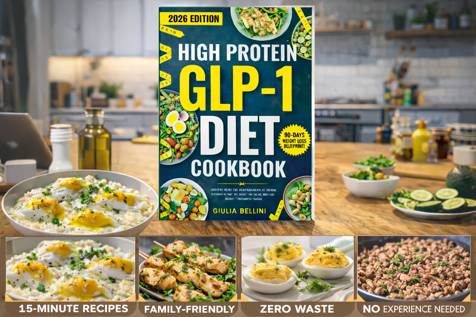 High Protein GLP-1 Diet Cookbook Fast Easy Recipes – Reduce Cravings Burn Fat Sustainable Weight Loss, Ozempic Wegovy Mounjaro Friendly Meal Plan Guide Gift for Health
