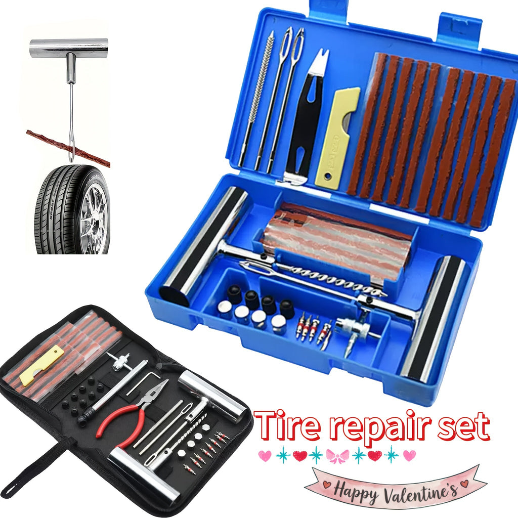 Tire Repair Tool Kit 47 58 104 116 Piece Industrial Grade Tubeless Flat Tire Fix No Battery Manual Hand Tools for Cars Motorcycles Trucks Tractors Trailers ATVs Optional Storage Bag & Gloves | Nova Mart
