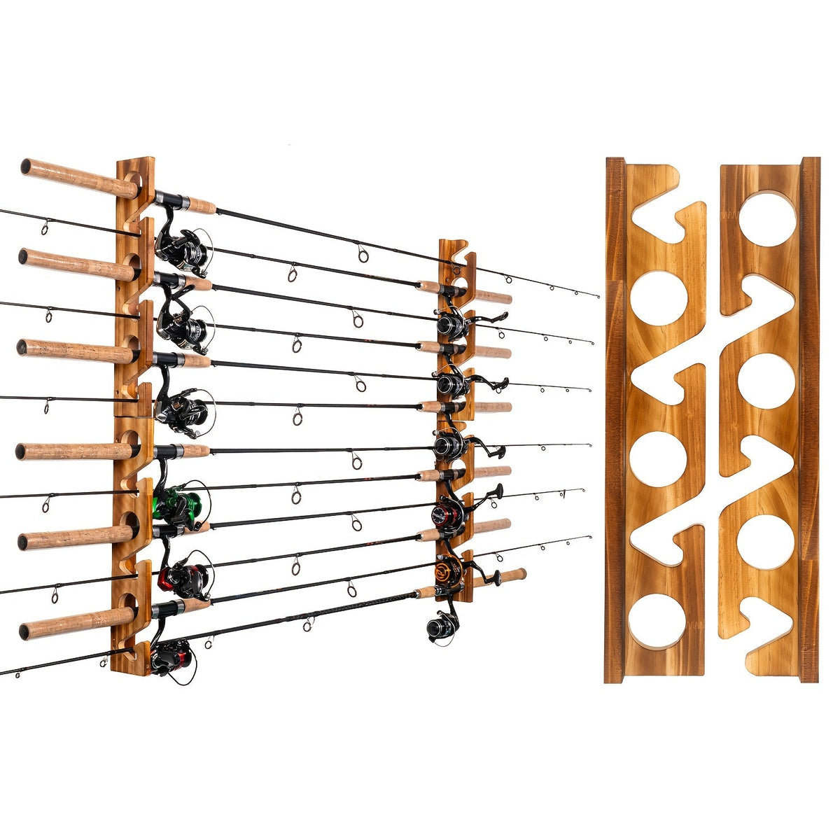 Fishing Rod Holder Wall & Ceiling Mount Rack – Modular Space-Saving Garage Storage Organizer Holds 6, 12, 16 or 24 Fishing Poles, Easy Install, Great Gift for Anglers Men & Women