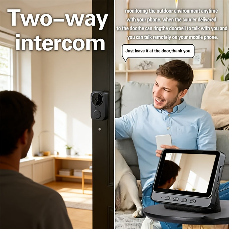 Wireless Video Doorbell Camera No Wi-Fi Needed with 4.3" Indoor Monitor – 1080P FHD 120° Wide Angle Night Vision Two-Way Audio 1200mAh Battery SD Card Storage Easy Install Home Security