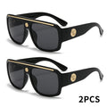 2-Pack Men's Cyberpunk Square Fashion Glasses with Metal Frame – Lightweight Street Style Sunglasses for Men, 8 Color Options, Daily Wear & Gift
