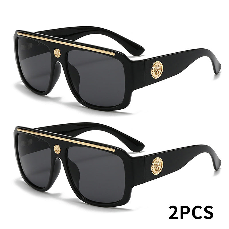 2-Pack Men's Cyberpunk Square Fashion Glasses with Metal Frame – Lightweight Street Style Sunglasses for Men, 8 Color Options, Daily Wear & Gift