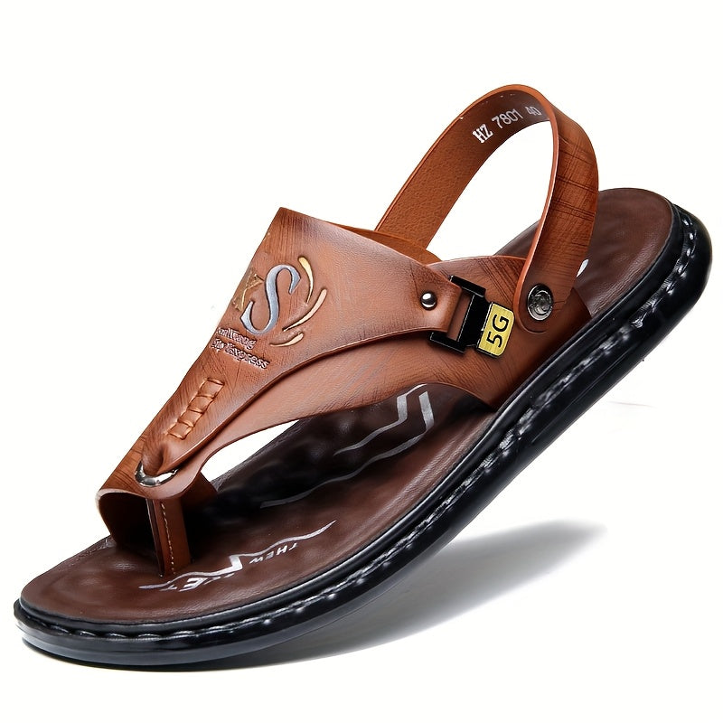 Arch Support Slip-On Men's Hiking Sandals Open Toe – Lightweight All-Season Sports Beach Walking Outdoor Shoes, Black Grey Brown, Wide Sizes US 7–13.5