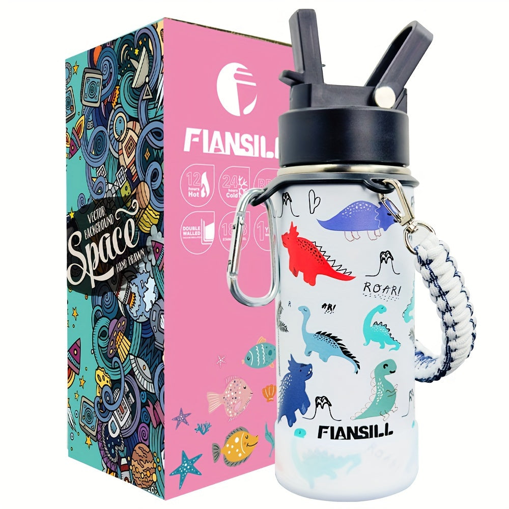 16oz Kids Stainless Steel Water Bottle – Vacuum Insulated, 3D Printed Design, Leak-Proof & BPA-Free, Cold 24H Hot 12H, Fun Styles for Boys & Girls – Perfect Gift for Students, School & Outdoor Activities