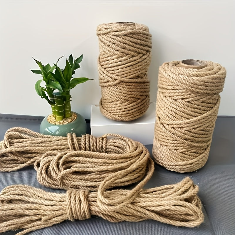 Natural Jute Rope 6mm x 787 Inch 65 Feet Rustic Beige Twine for DIY Crafts Macrame Cat Scratch Post Home Decor Farmhouse Bundling Hanging Garden Plant Ties