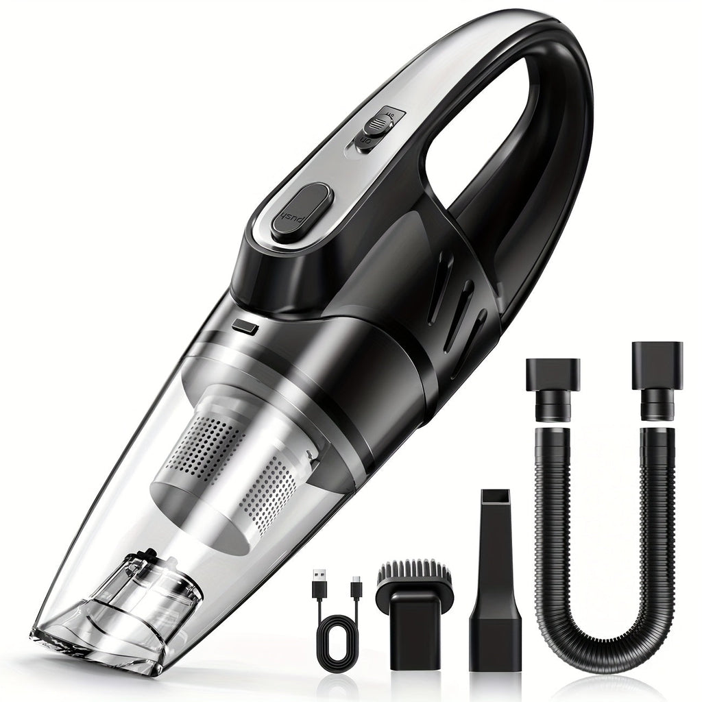Handheld Car Vacuum Cleaner 6000PA Strong Suction 2000mAh Rechargeable Cordless 40dB Ultra Low Noise 5 Accessories One-Click Dust Cup for Car Interior Home Pet Hair Upholstery 6 Color Options