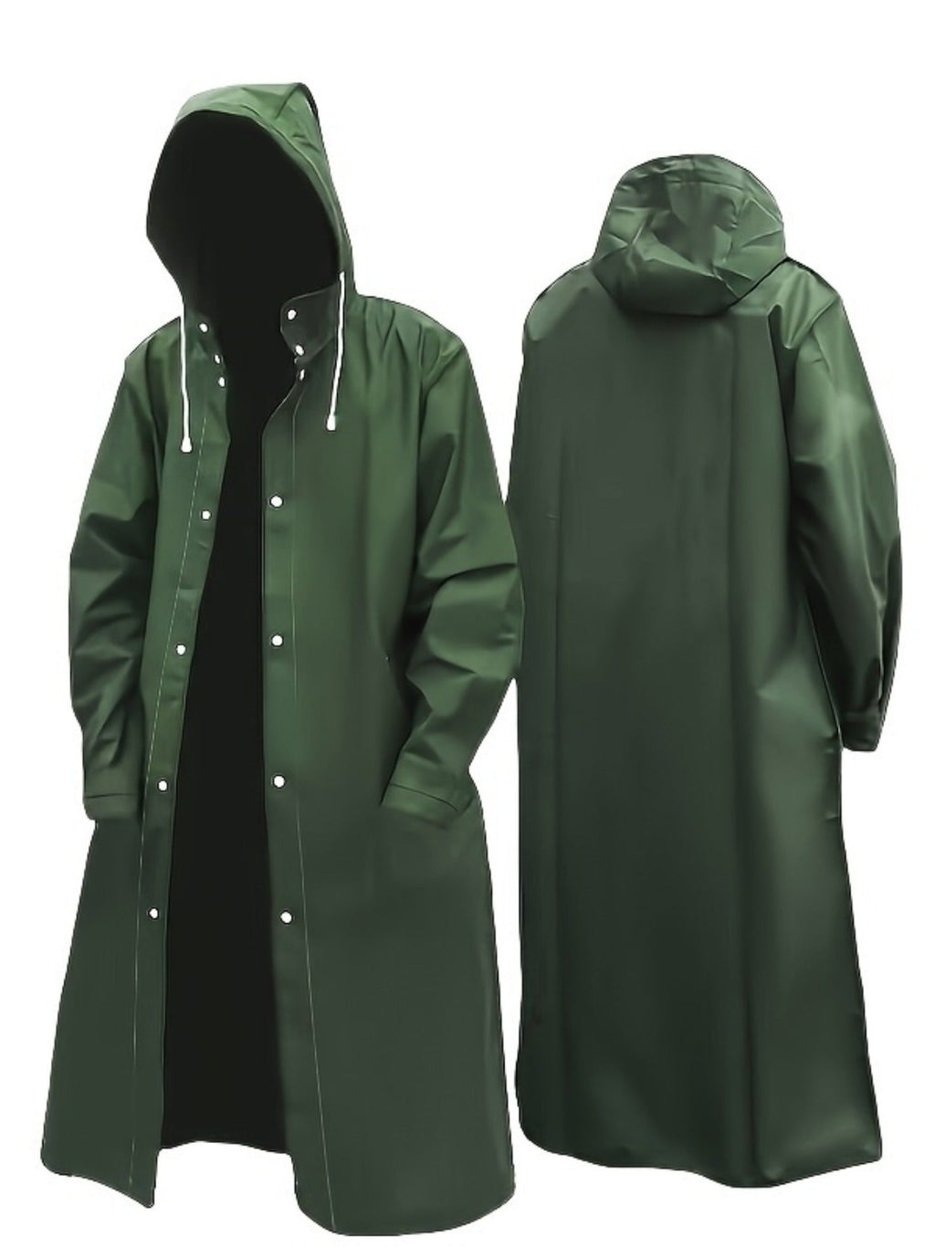 Waterproof Hooded Long Raincoat for Men & Women – Full-Zip Windproof Outdoor Rain Jacket with Adjustable Hood & Loose Breathable Fit for Hiking, Cycling, Fishing, Biking & Camping | Unisex L-XXL