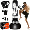Freestanding Punching Bag 70" with Boxing Gloves & Electric Air Pump | Inflatable Heavy Bag for Adults Men Women Teens | Home Gym MMA Muay Thai Kickboxing Fitness Training | Black