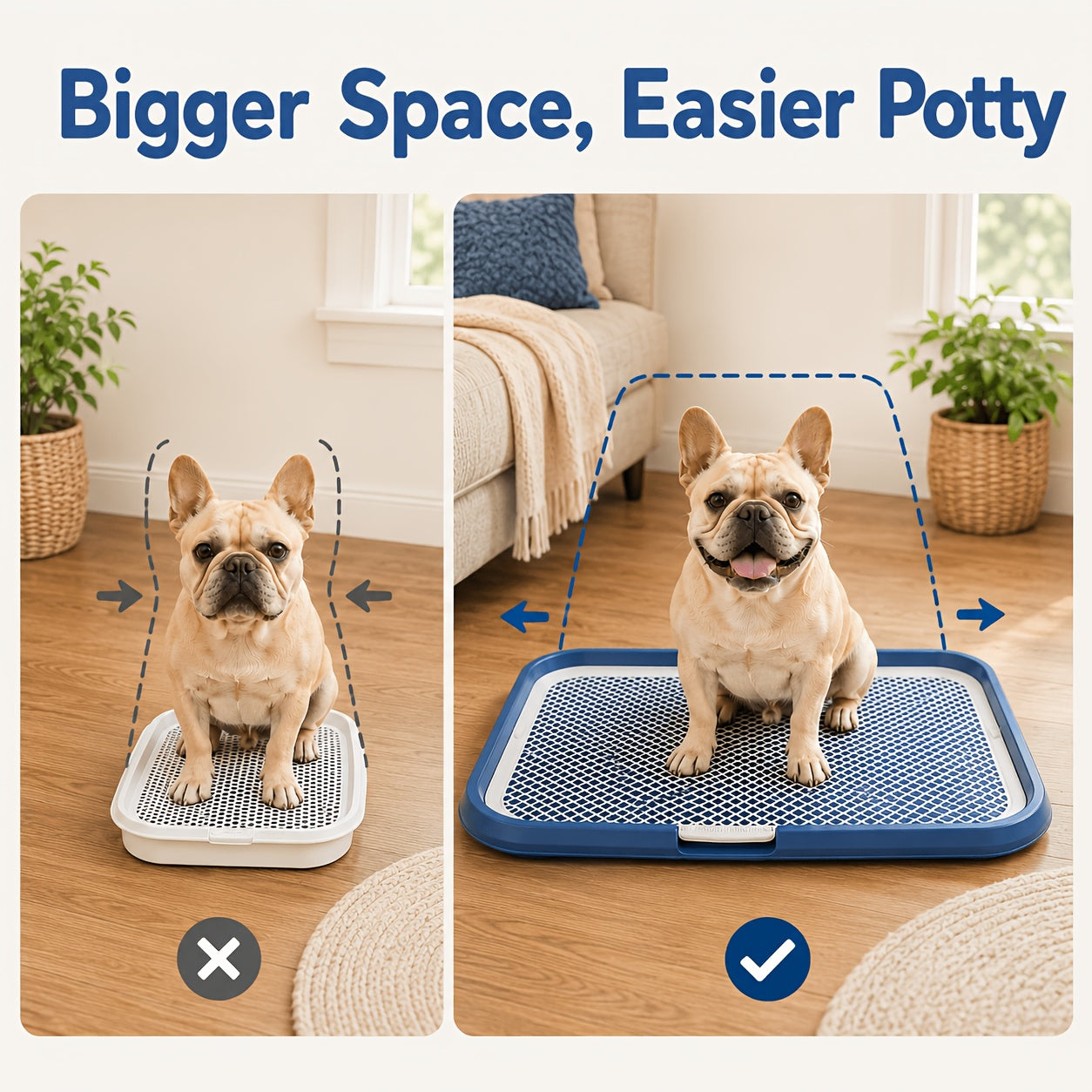 Leak-Proof Dog Potty Tray Indoor Puppy Toilet with Removable Grating Washable Pee Pad Holder for Apartment Puppy Training Pet Potty Station for Small Medium Dogs Easy Clean