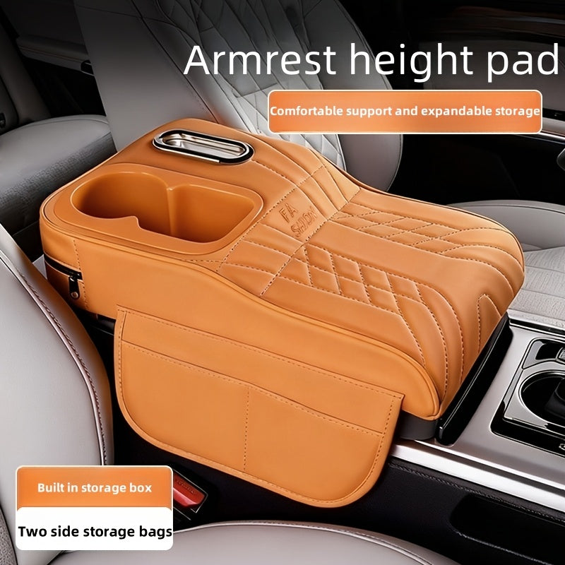 Car Center Console Tray Organizer with Raised Design Tissue Box Cup Holder Non-Slip Storage Mat Black Orange Red Brown Beige