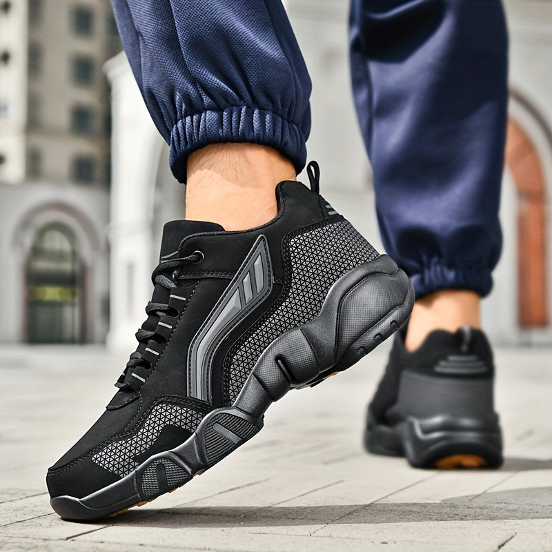 Men's Platform Dress Sneakers Thick Cushioned Sole Lace-Up Low-Top Shoes Black White Orange Non-Slip Rubber Outsole All-Season Office Casual Formal Footwear for Men US Sizes 6.5–14 | Nova Mart