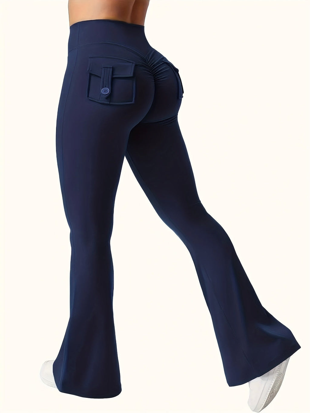 Women's High Waist Flare Yoga Pants Scrunch Butt Lift Leggings with Pocket Squat-Proof 4-Way Stretch Sweat-Wicking Sportswear for Gym Running Workout – 7 Colors S-XL