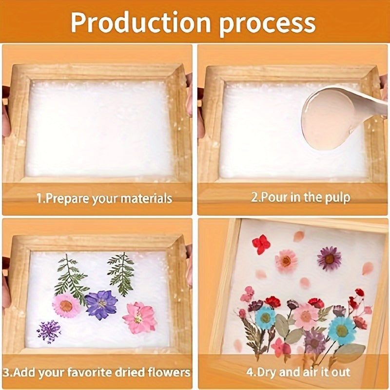 Wooden Papermaking Kit 3 Piece DIY Handmade Paper Frame Mold Set with Elastic Net & Metallic Hinges – 3 Sizes for Cards, Journals, Gift Tags, Stationery & Bookmarks | Arts & Crafts Kit for Adults Kids