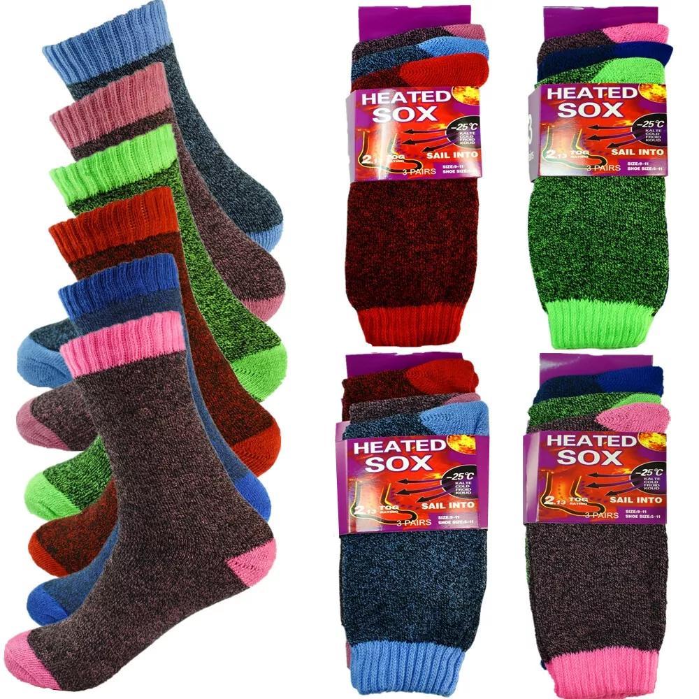 6 Pairs Women's Thermal Winter Socks Fleece-Lined 4X Warmer – Heavy Duty Cushioned Boot Socks for Hiking Camping Skiing Running Cold Weather Size 9-11 Multicolor Value Pack