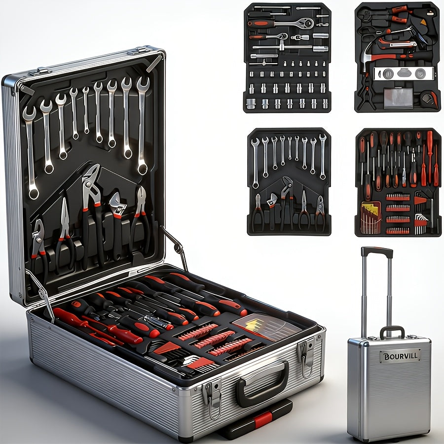 52-Piece Professional Tool Set - Chrome Vanadium Steel, Portable Toolbox for Home & Car Repair, Multi-Function DIY Hand Tool Kit for Enthusiasts & Professionals, Great Gift for Men