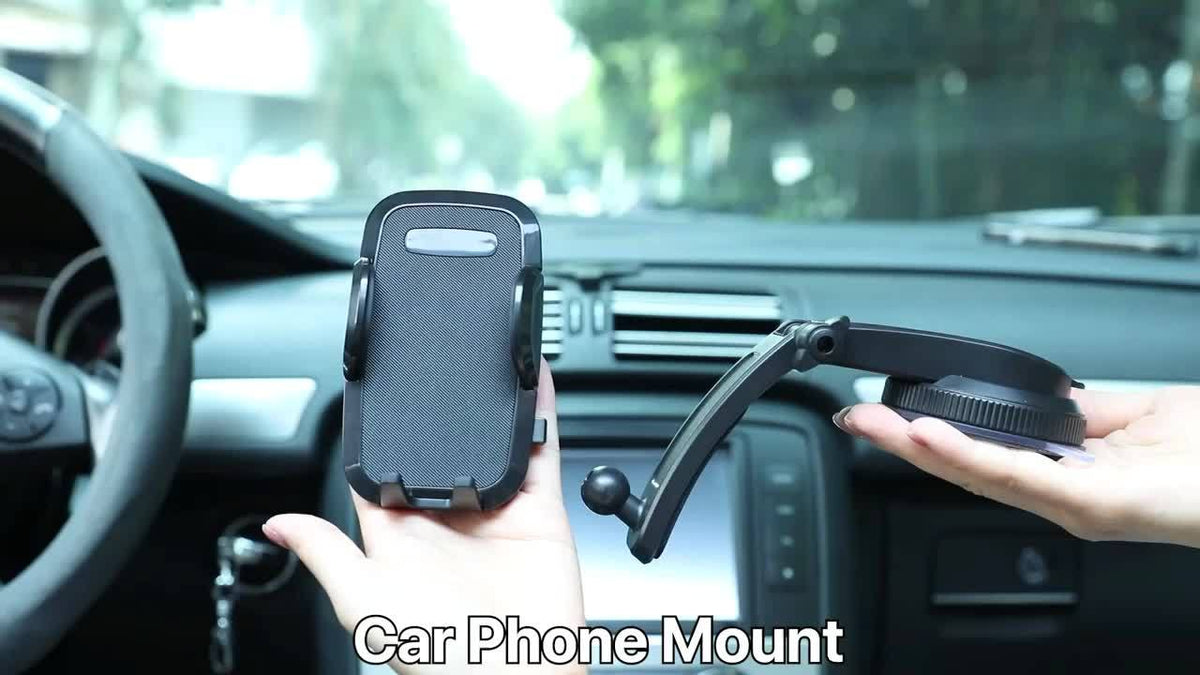 Universal Car Phone Holder 360° Rotatable Dashboard Mount – Retractable Cradle Fits All Phones iPhone Samsung, Adjustable Horizontal & Vertical Viewing, Secure Grip Car Phone Mount