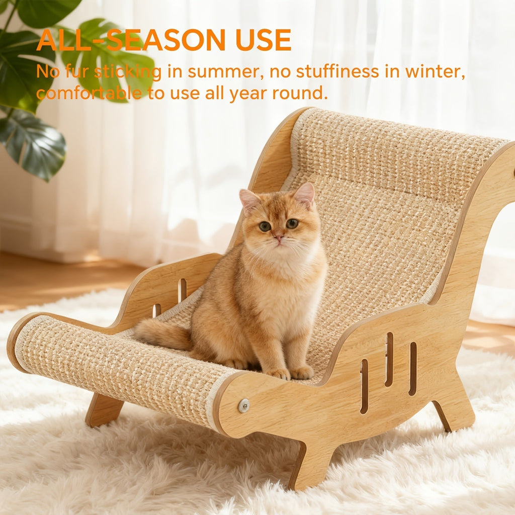 Sisal Rope Cat Scratching Chair Sofa – Sturdy Freestanding Scratcher with Large Rest Area, Scratch-Resistant Lounge Furniture for Indoor Cats, Durable Cat Couch Toy & Nap Spot