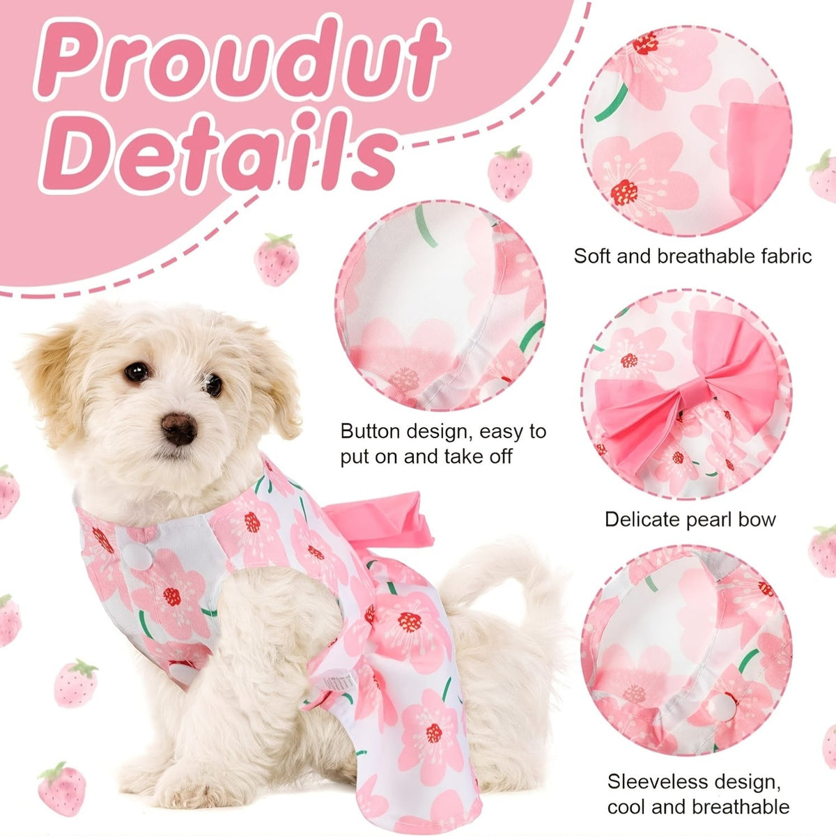 5-Pack Floral Princess Bow Dog Dresses for Small Dogs Soft Polyester Knit Pet Costume for Yorkies Chihuahuas Maltese Pomeranians Cats All Seasons 5 Cute Styles Gift