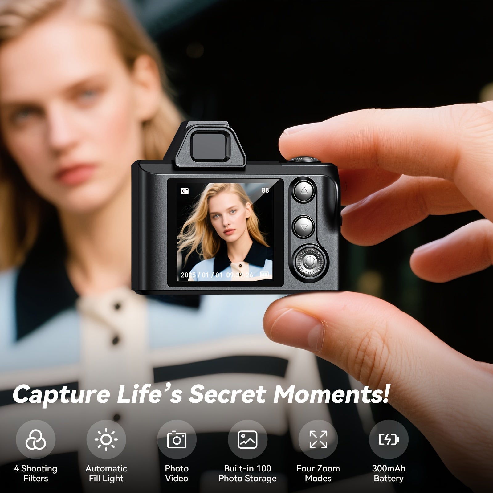 1080P Mini Keychain Camera 2MP with 64GB Memory Card – Compact Thumb-Sized Portable Camcorder, Micro Pocket Camera, Gift for Girlfriend, Boyfriend, Travelers & Teens