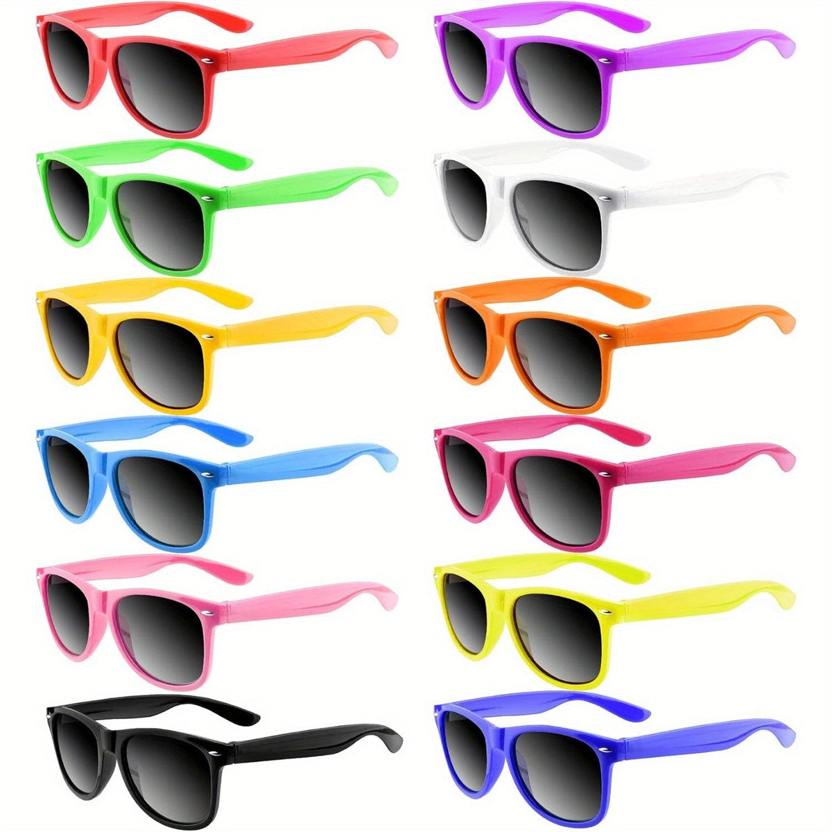 12-Pack Neon Colorful Party Sunglasses Bulk – UV400 Shatterproof Polarized Lenses for Adults Birthday Beach Pool Bachelorette Summer Festival Party Favors Gift Bag Fillers