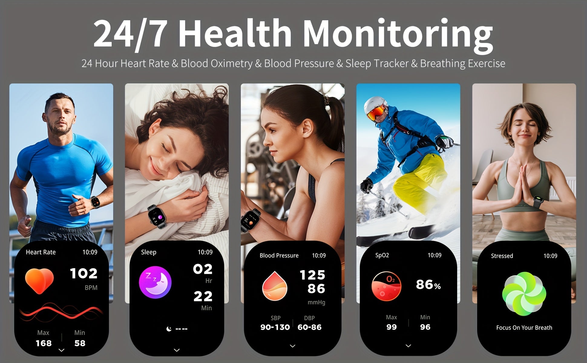 Smartwatch with AI Voice Command 2.1" HD Full Screen Bluetooth 5.3 – 400mAh Battery, Wireless Calls, SMS Alerts, 123+ Sports Modes, Music Playback, Heart Rate & Fitness Tracker for Men Women