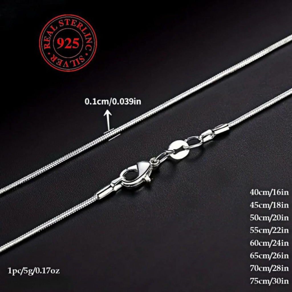 925 Sterling Silver Snake Chain Necklace Set – Hip Hop Korean Style Non-Plated Solid Serpentine Chain for Women & Men, Party Music Festival Minimalist Jewelry, 18"-30" Available, 5pcs Set