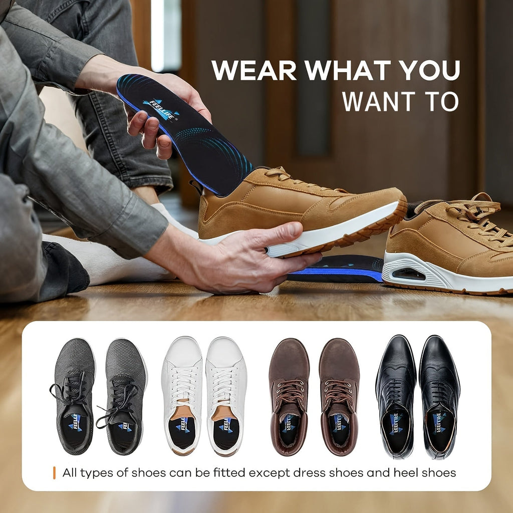 Heavy Duty Arch Support Insoles 300+ LBS for Men & Women – TPU Gel Shock Absorbing Shoe Inserts for Flat Feet, Work Boots, Running, Hiking & Standing All Day – Trimmable, 12-Month Guarantee