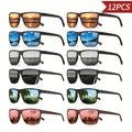 12 Pairs Fashion Sunglasses Bulk Set for Men & Women – Square Retro PC Frame Assorted Colors, UV Protection Party Favors, Beach, Festival & Bachelorette Eyewear Gift