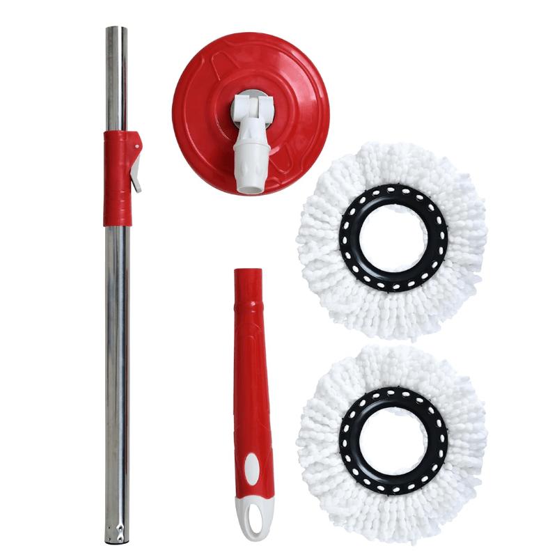 360° Spin Mop and Bucket Set with Wringer – Microfiber Mop Refills Stainless Steel Extended Handle Separate Compartment Floor Cleaning System for Hardwood Tile Laminate, Upgrade Option with 2 Refills