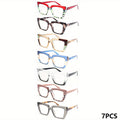 7-Pack Women's Reading Glasses Set with Large Square Frames – 7 Colors, Presbyopia Readers +100 to +400, Stylish Eyewear for Work, Driving & Parties, Great Gift for Women